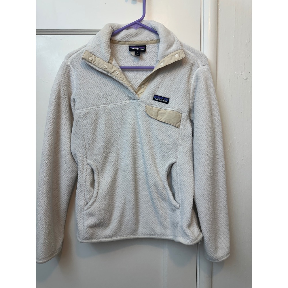 Patagonia Womens Re-Tool Snap-T‎ Fleece Pullover Cream Oatmeal 25442 Small